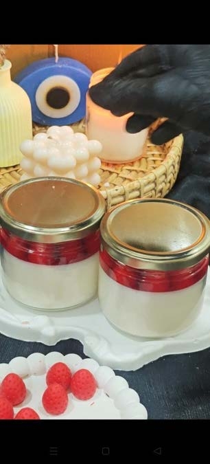 Strawberry Jar Candle (With Lid) — Handmade Candle by Swadeshi Karigari