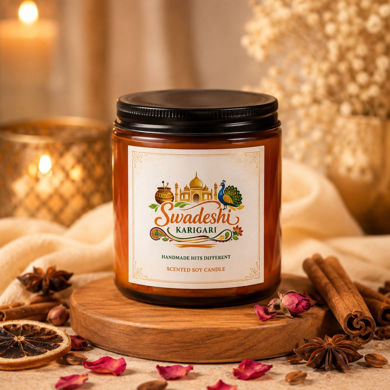 Amber Jar Candle — Handmade Candle by Swadeshi Karigari