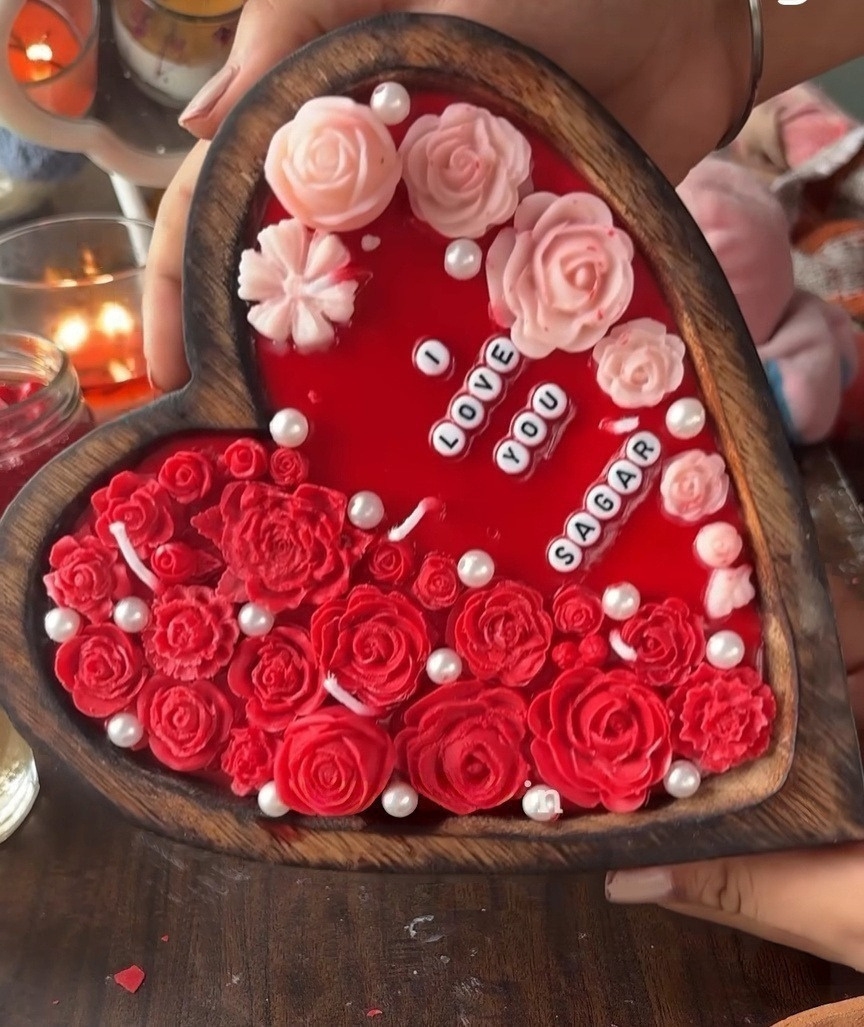 Big Wooden Heart Candle — Handmade Candle by Swadeshi Karigari