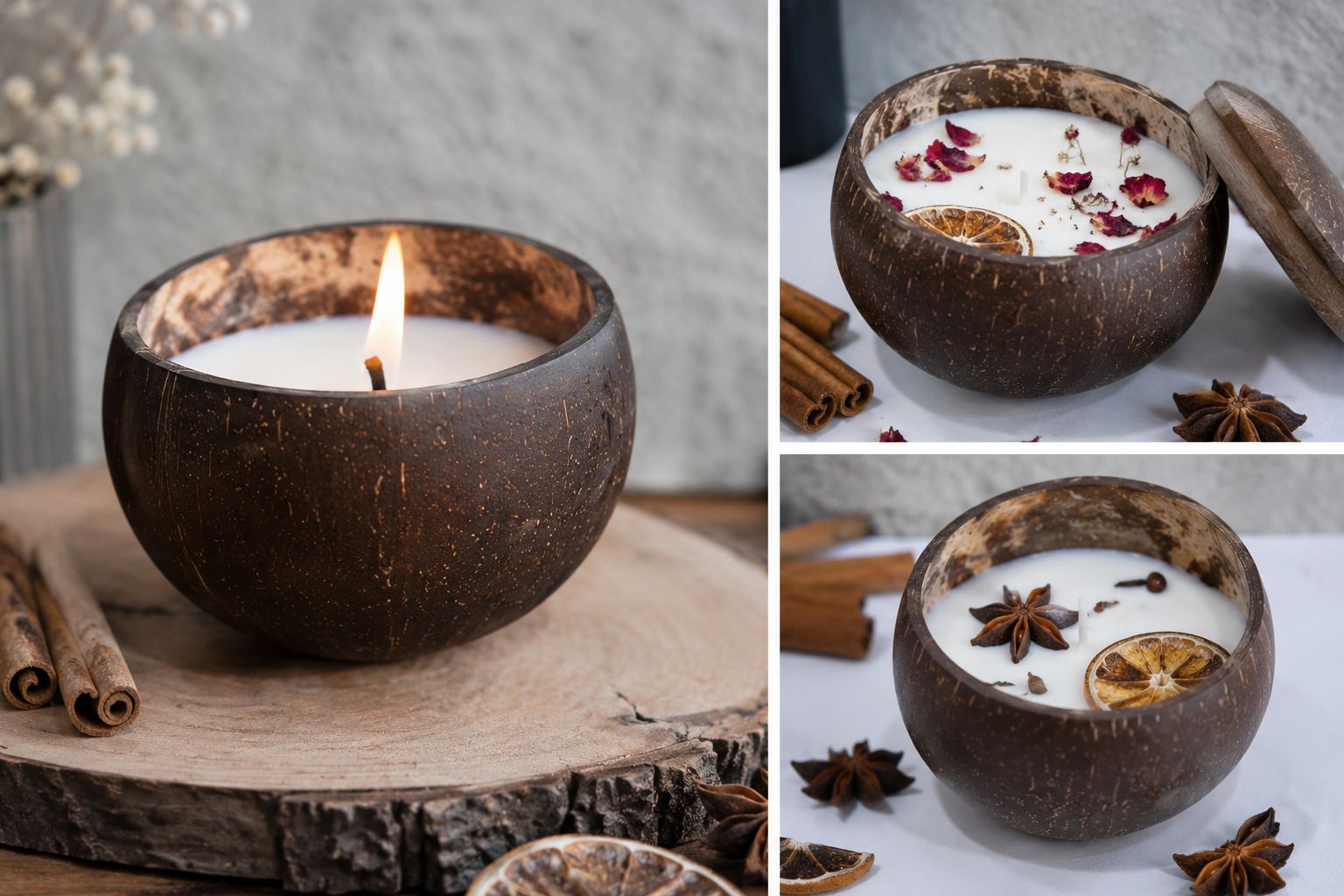 Coconut Shell Candle (Custom Topping) — Handmade Candle by Swadeshi Karigari