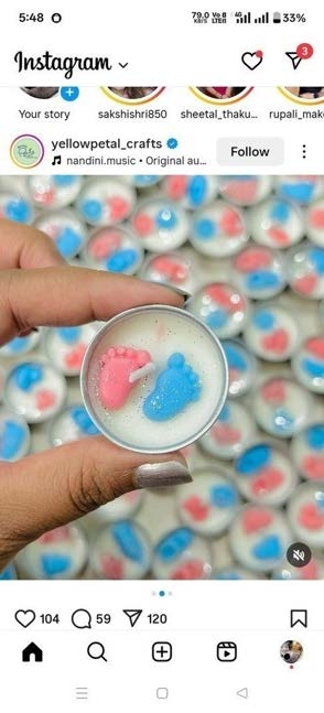 Bs14 - Tea Light Candle (Baby Feet, Baby Bottle ,Baby Shoes, Baby Button) — Handmade Candle by Swadeshi Karigari