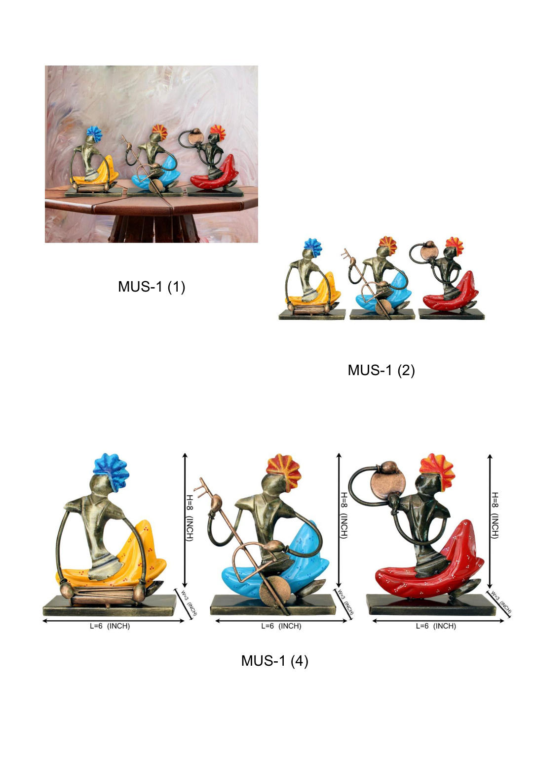 Rajasthani Musician Trio Antique Metal Figurines
