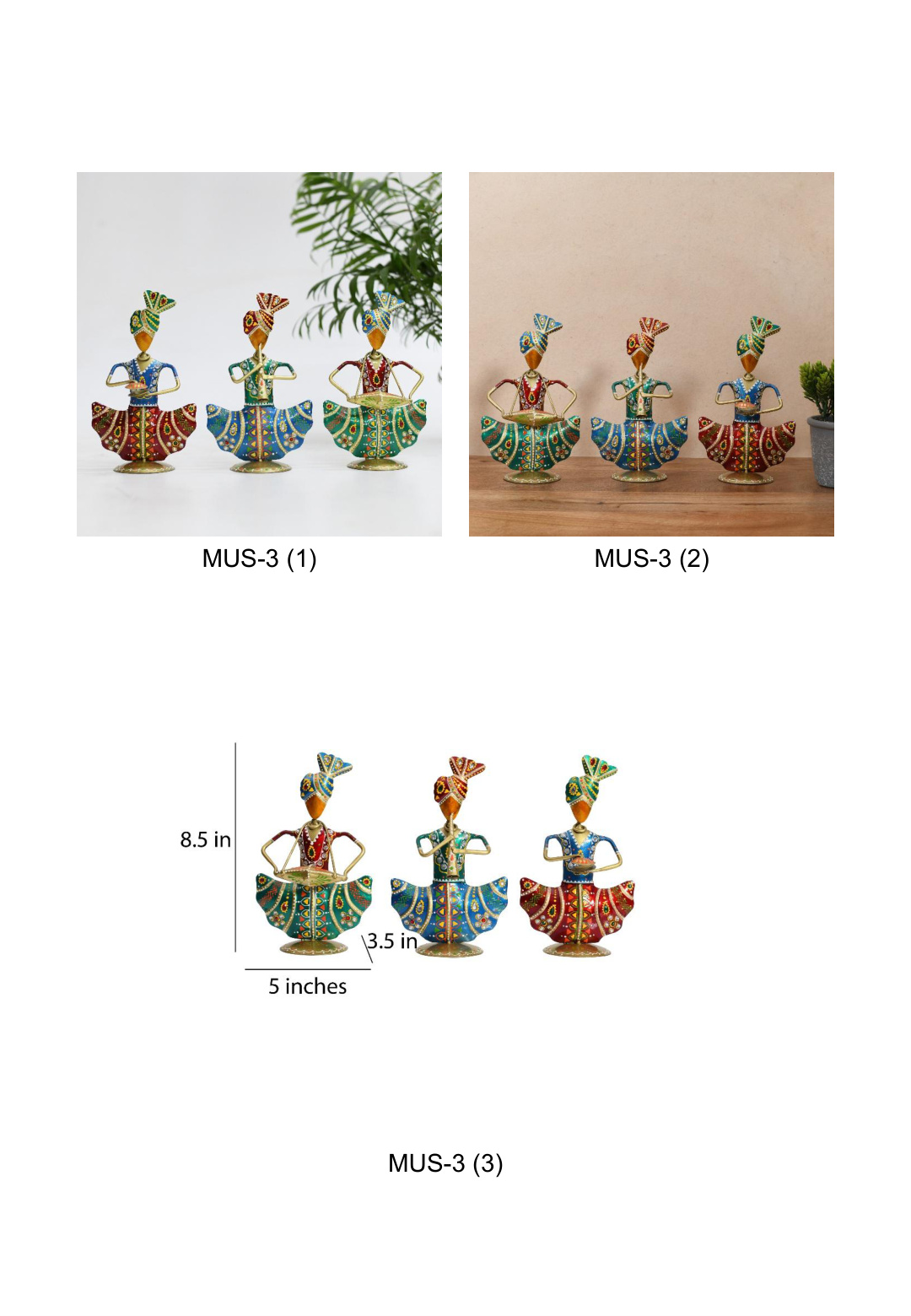Rajasthani Lady Dancer Figurines Set of 3