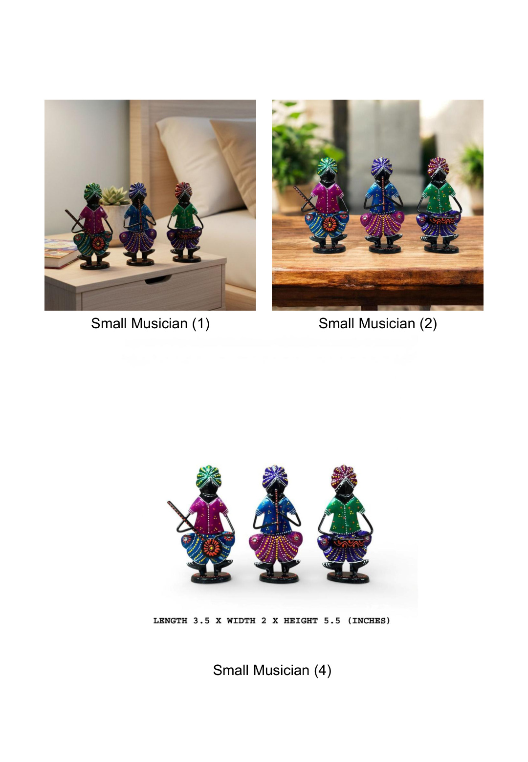 Mini Rajasthani Musician Figurines Set of 3