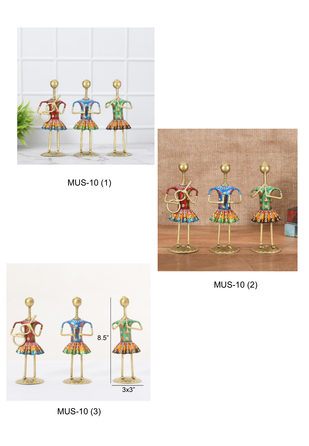 Colorful Dancer Doll Musician Figurines Set of 3
