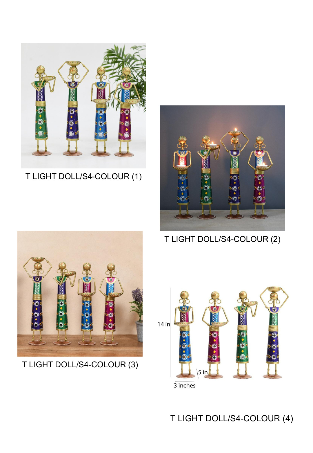 Tealight Lady Doll Figurines Set of 4