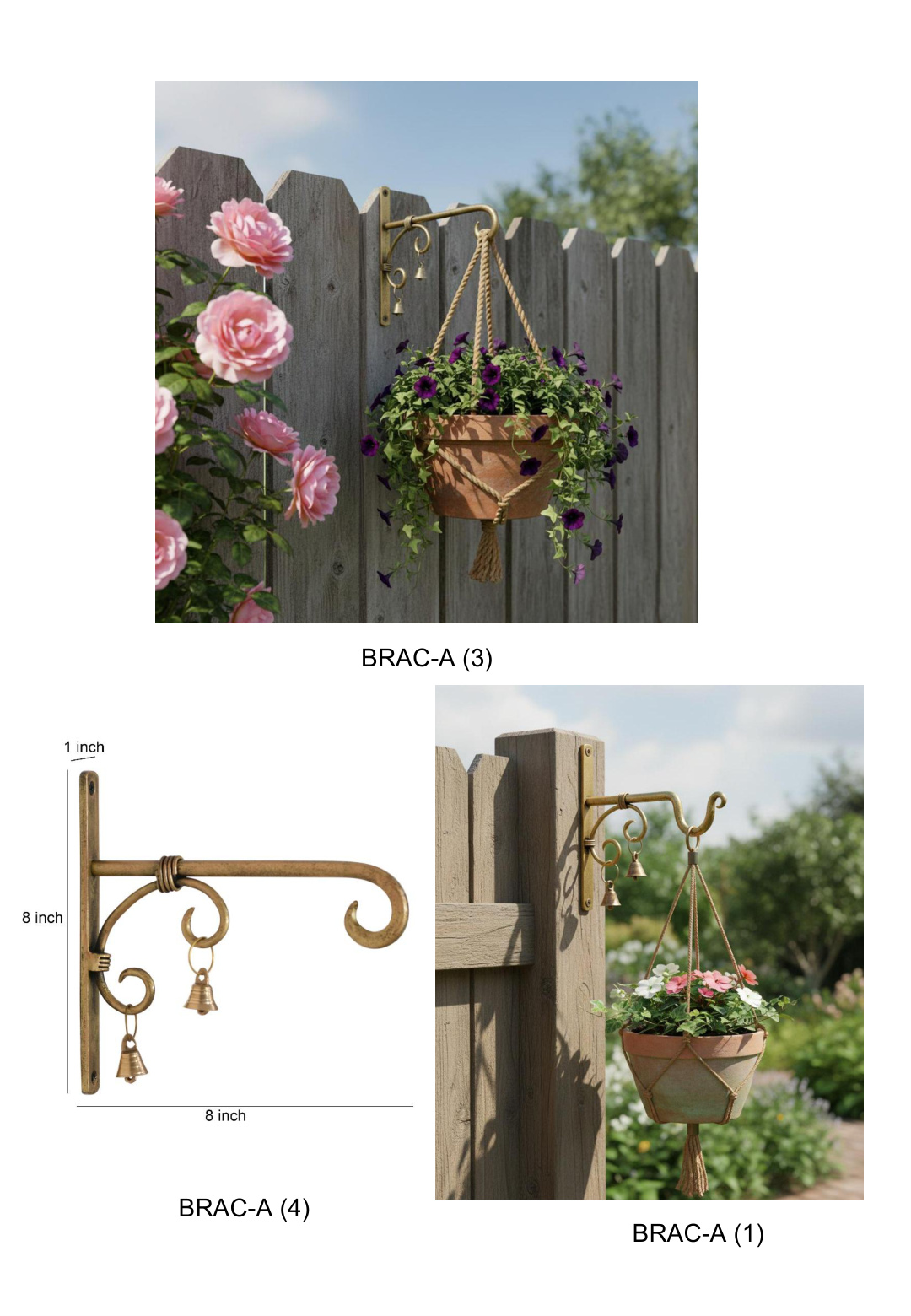 Decorative Wall Bracket for Hanging Planters Antique Gold