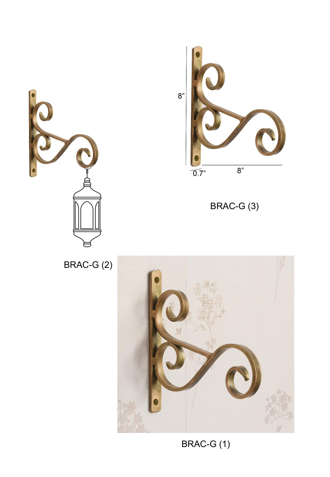 Golden Lantern Wall Bracket Decorative