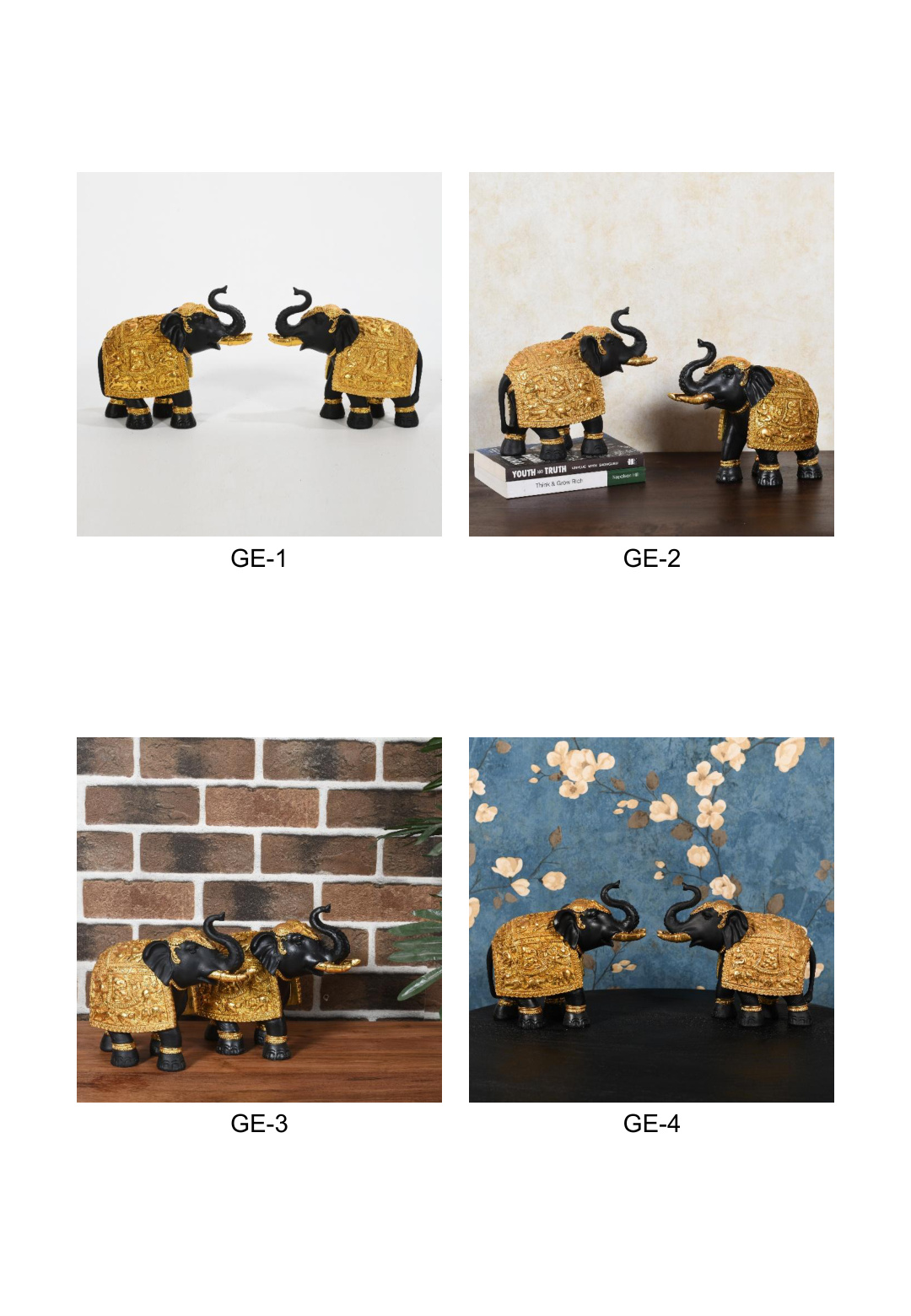 Golden Elephant Figurine Set