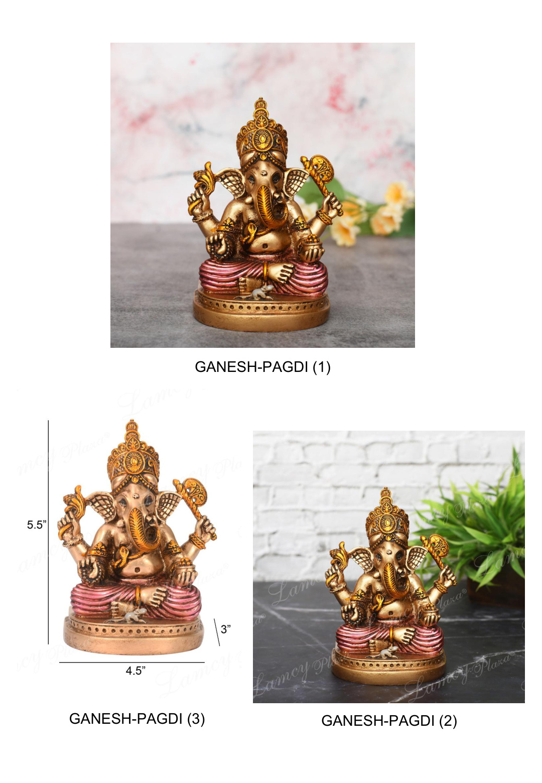 Ganesha Idol Pagdi Gold Resin