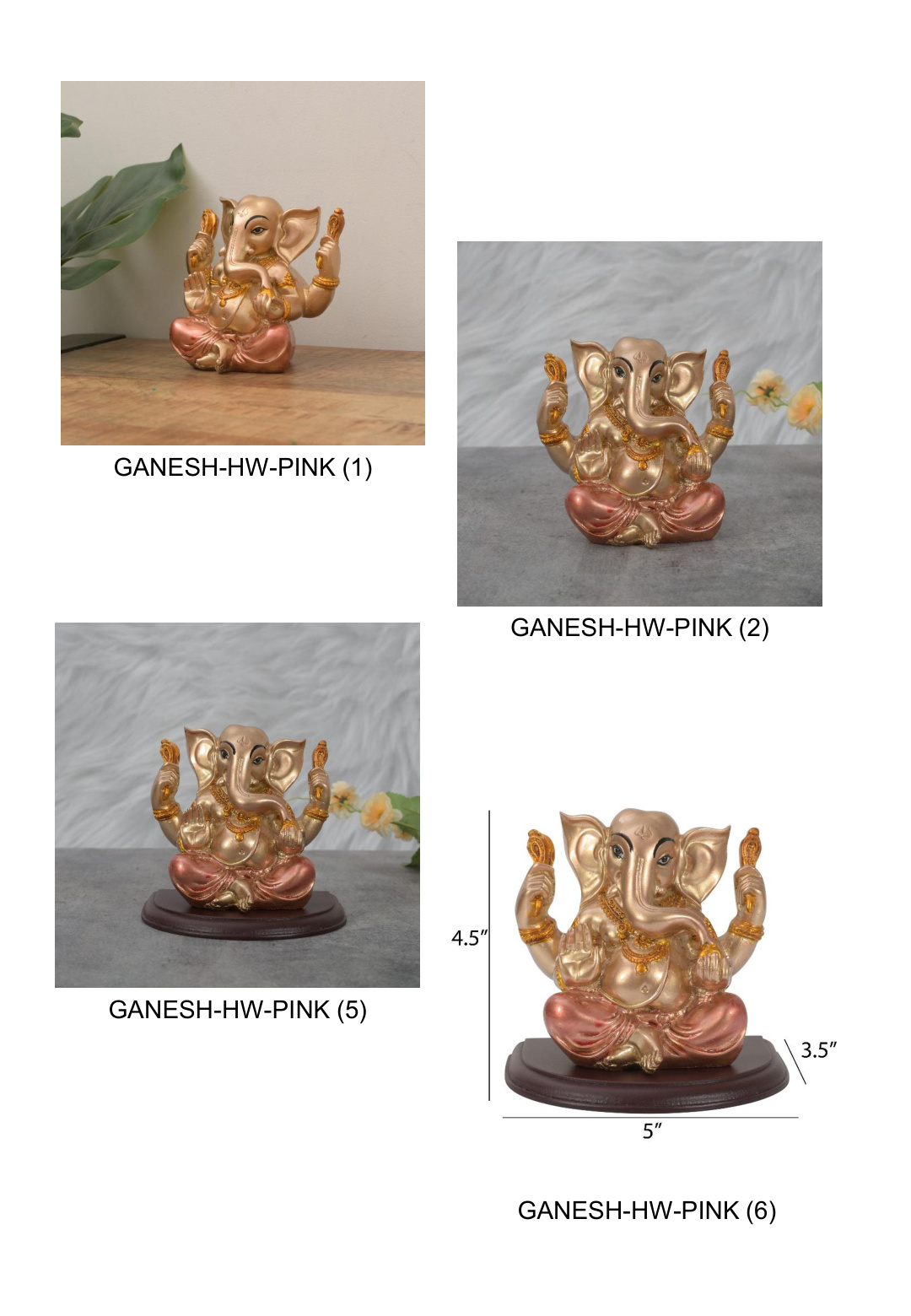 Ganesha Idol Pink and Gold