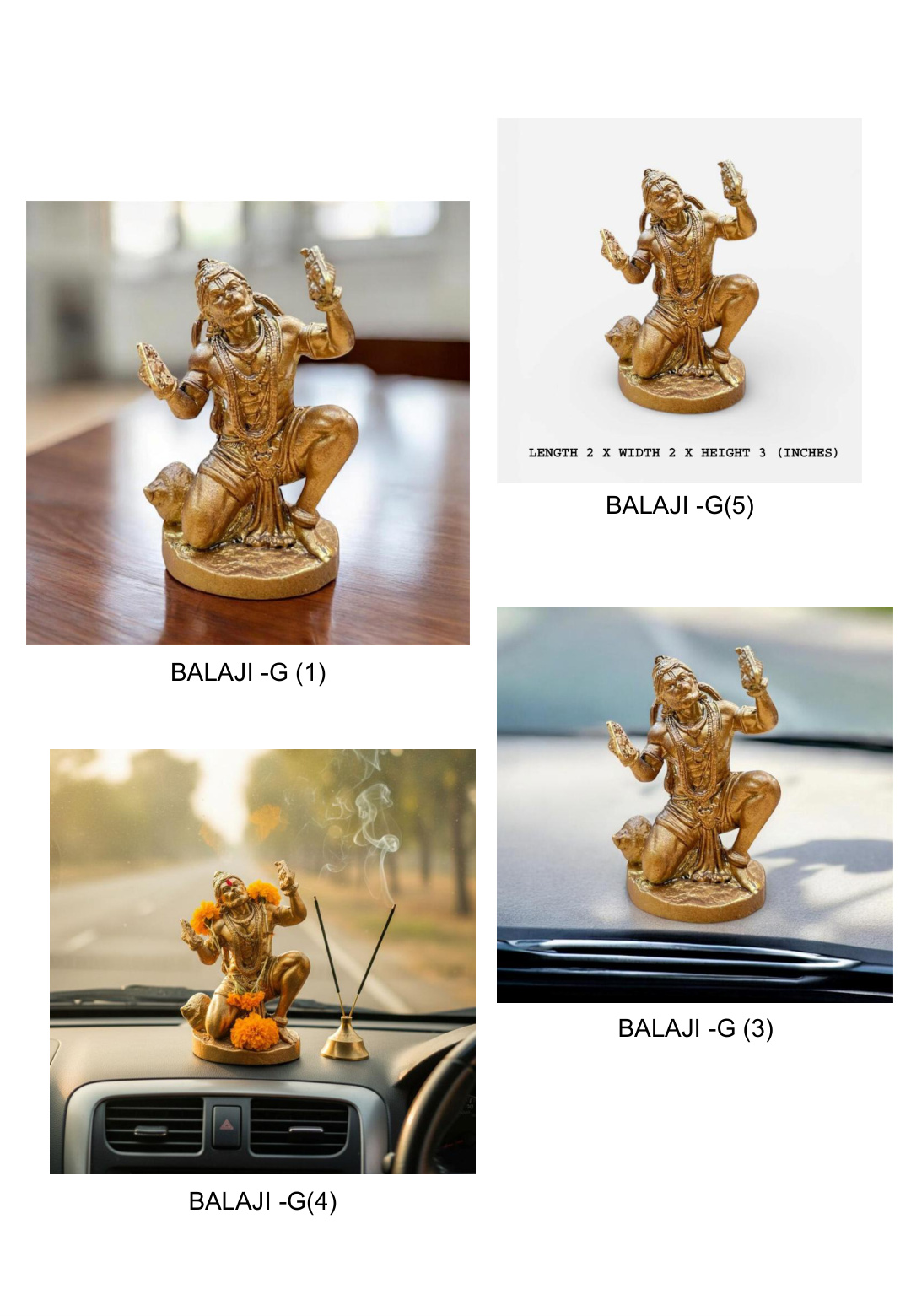 Balaji Sacred Idol Golden Resin