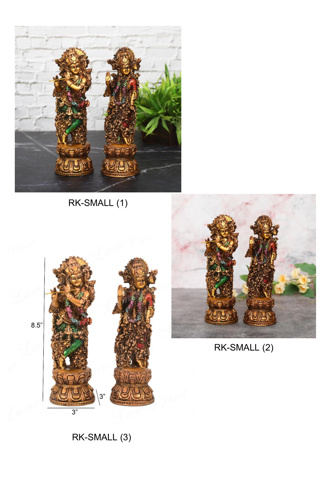 Radha Krishna Idol Pair Antique Gold