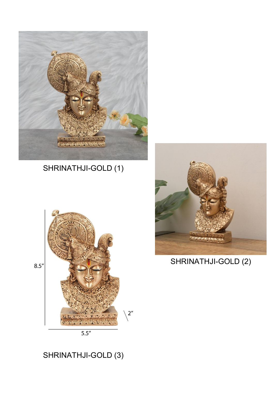 Shrinathji Gold Idol Resin