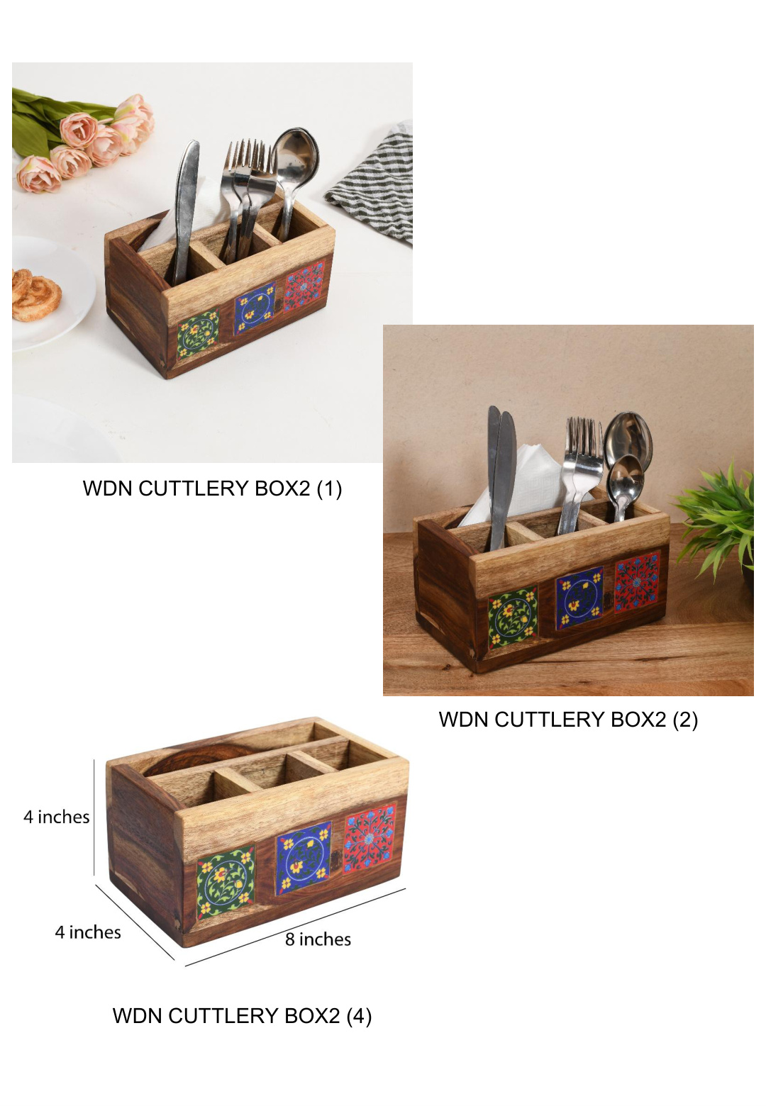 Painted Wooden Cutlery and Spoon Holder
