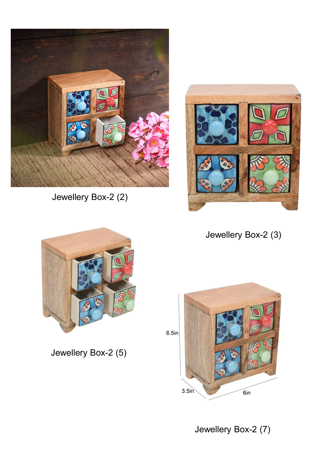 Rajasthani Jewellery Box Blue Painted Wood