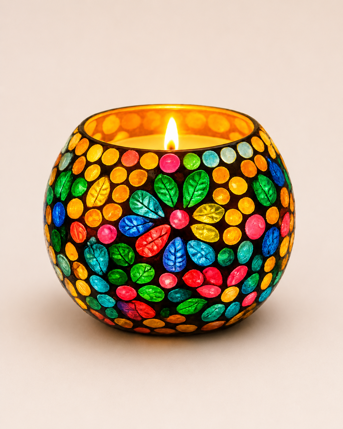 Mosaic Candle – Dot Pattern — Handmade Candle by Swadeshi Karigari