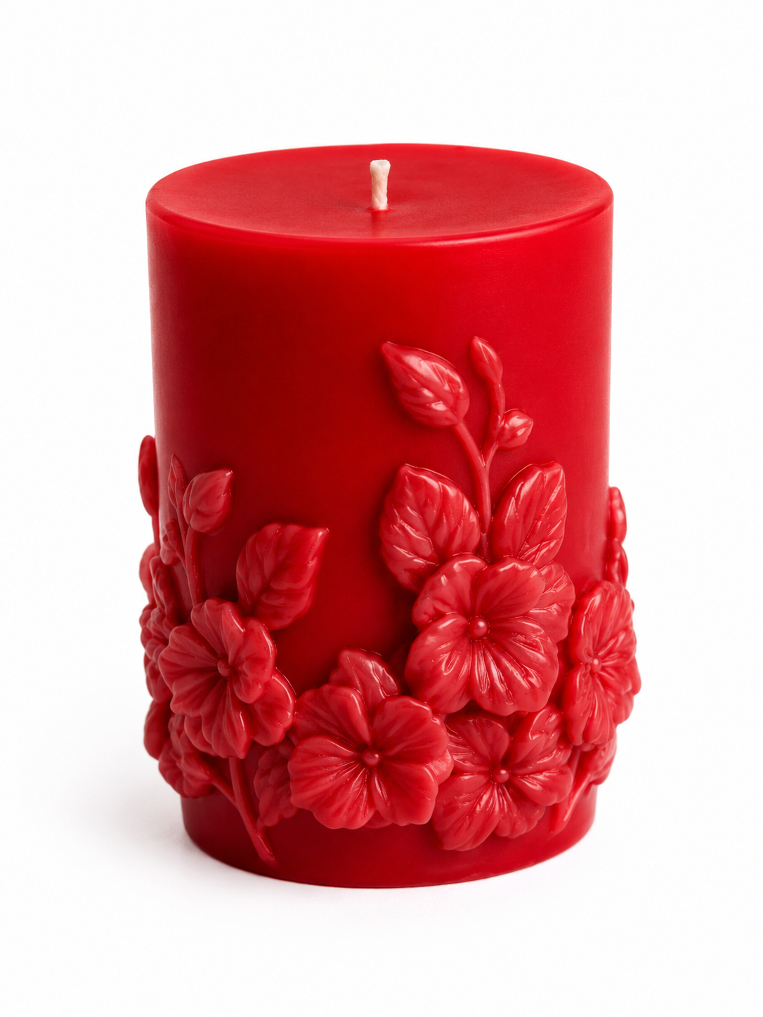Flower Tendril Candle – Red — Handmade Candle by Swadeshi Karigari