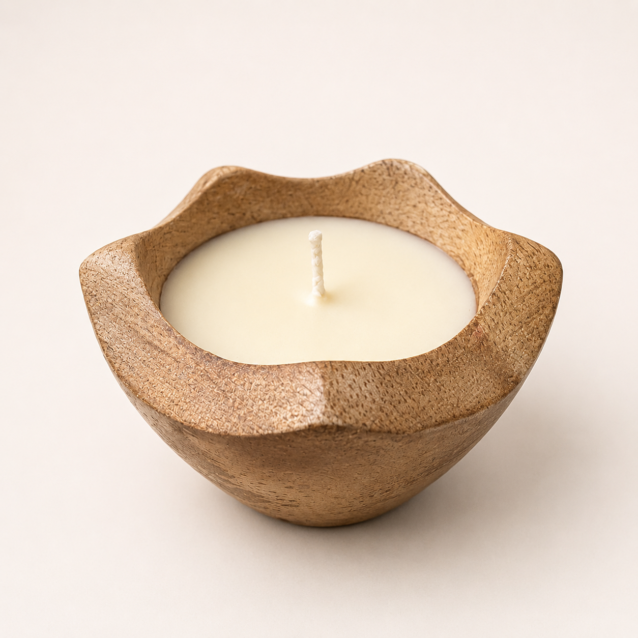 Wooden Candle FDWC-02 – Flower Rim — Handmade Candle by Swadeshi Karigari